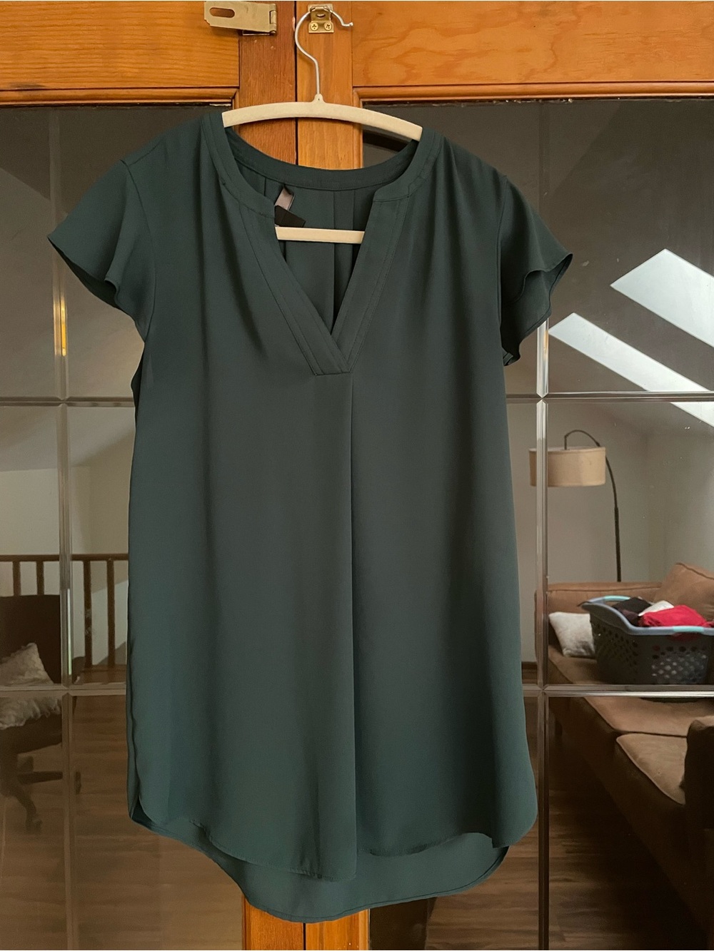 J. Crew Deep Green Short Sleeve V-Neck Tunic